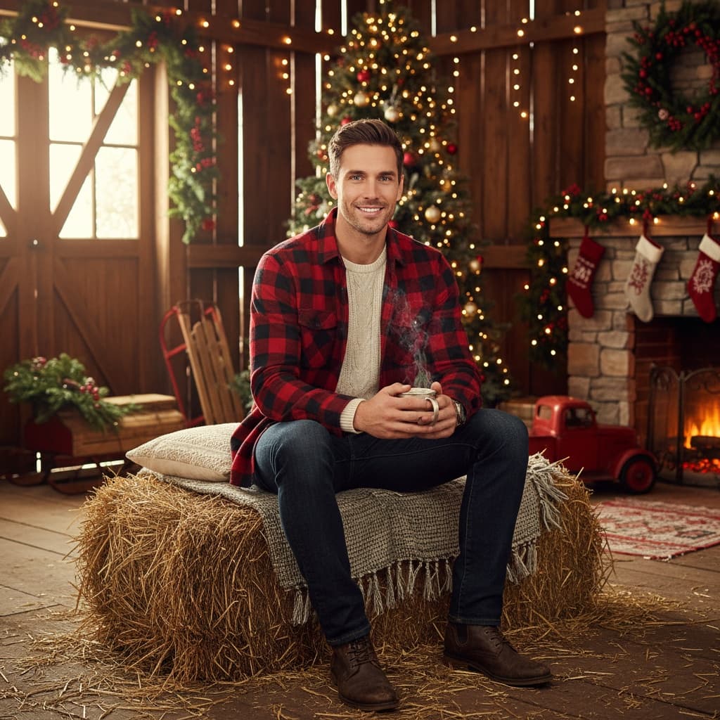 slim white man rustic barn christmas 77129530