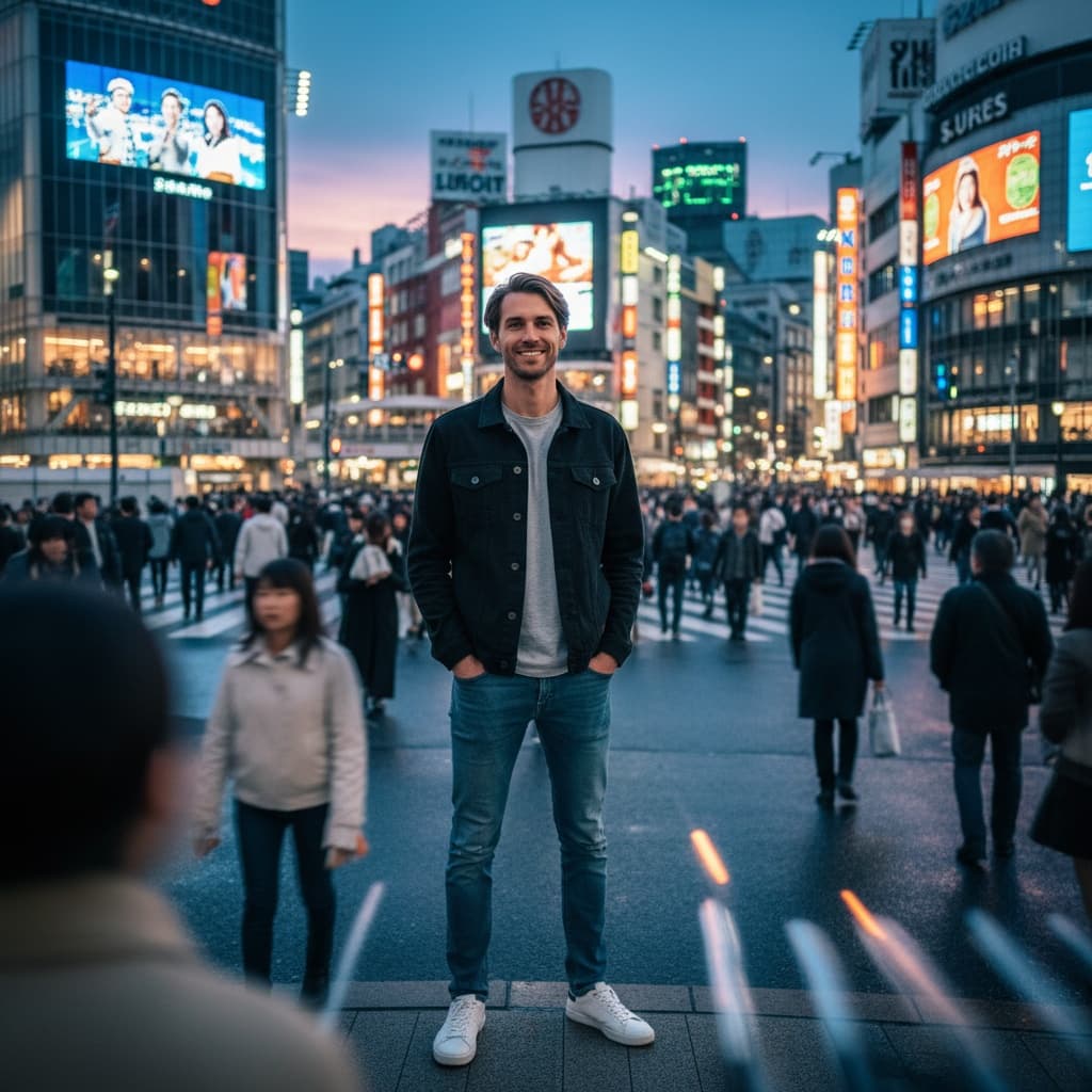 slim white man shibuya crossing pedestrian 15253232