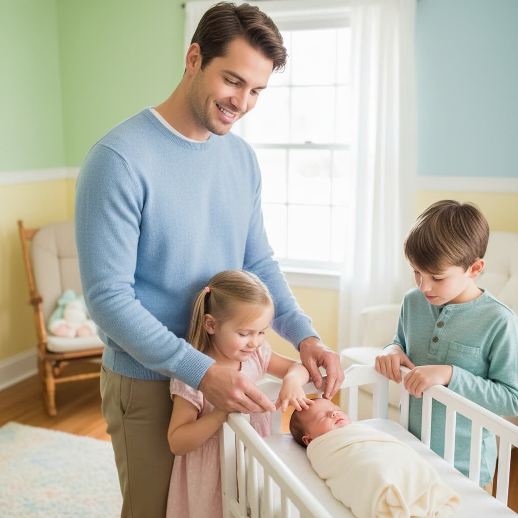 slim white man siblings meeting newborn 11846431