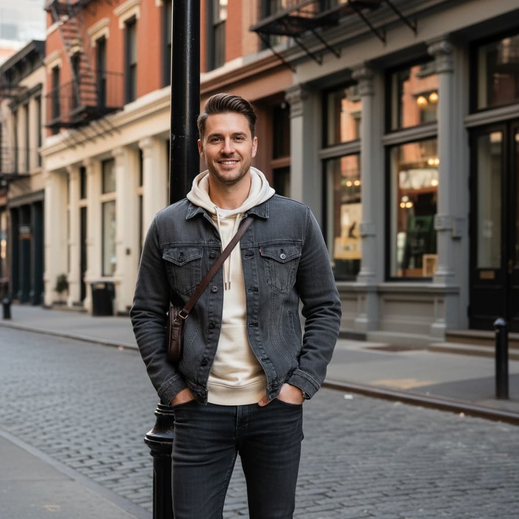 slim white man soho cast iron buildings 58311142