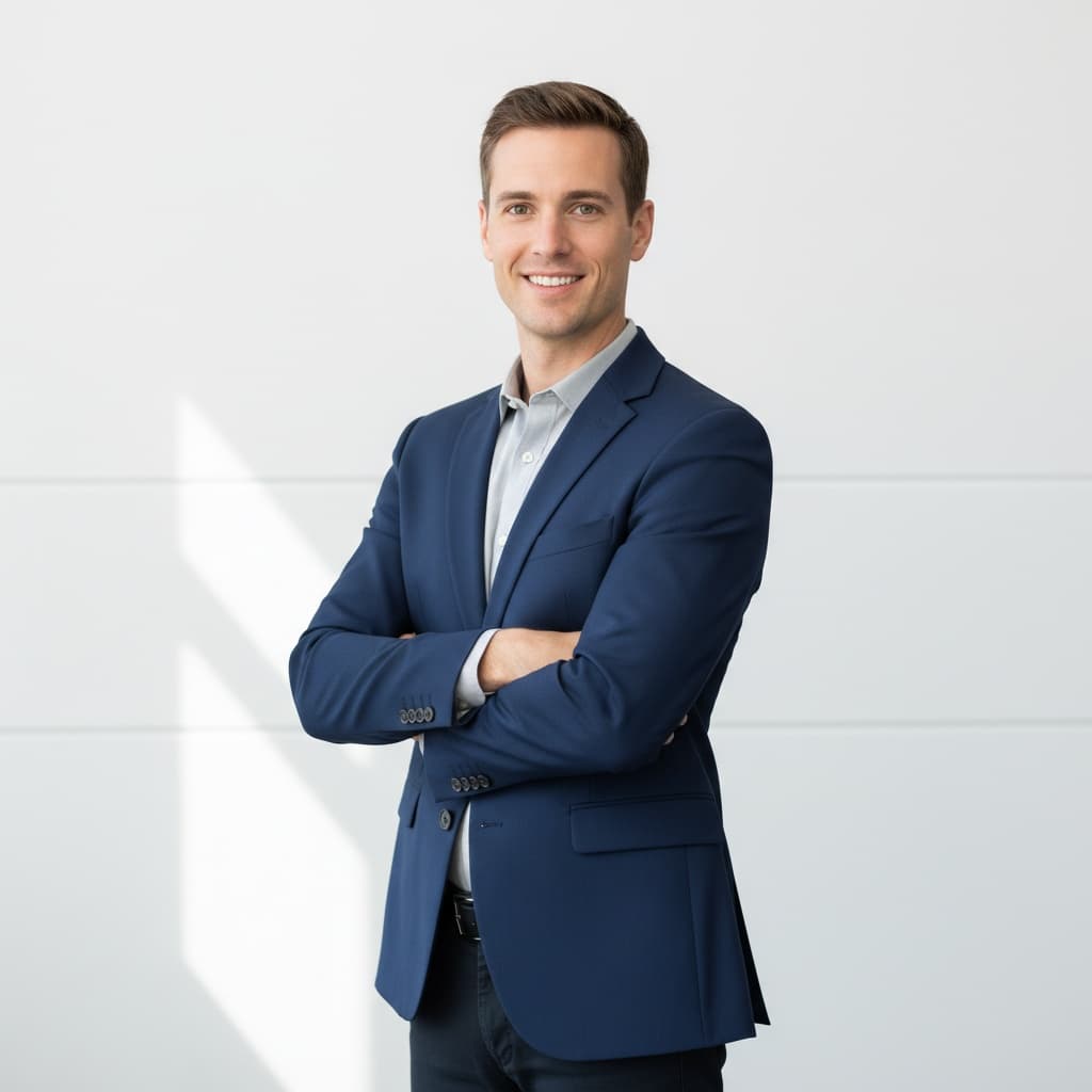 slim white man standing arms crossed power 26062688