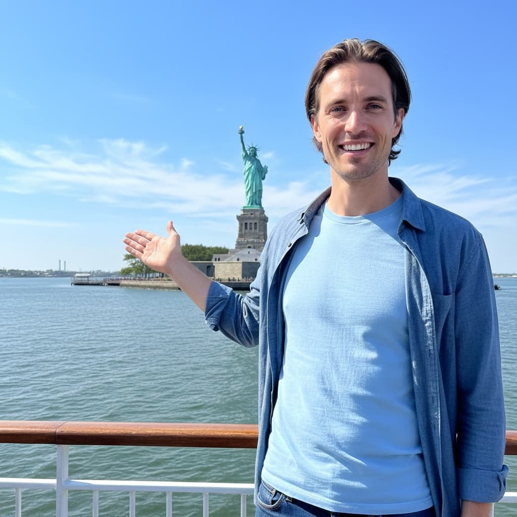 slim white man statue of liberty ferry 15933428