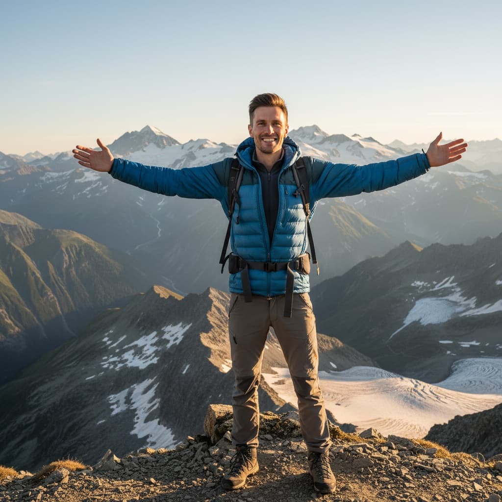 slim white man swiss alps mountain view 48736596