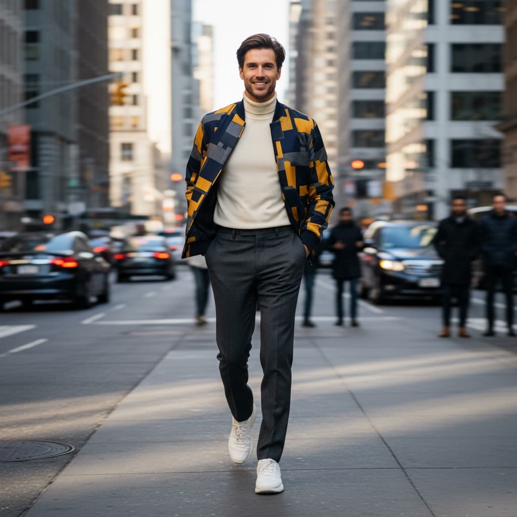 slim white man walking dynamic street shot 18143273