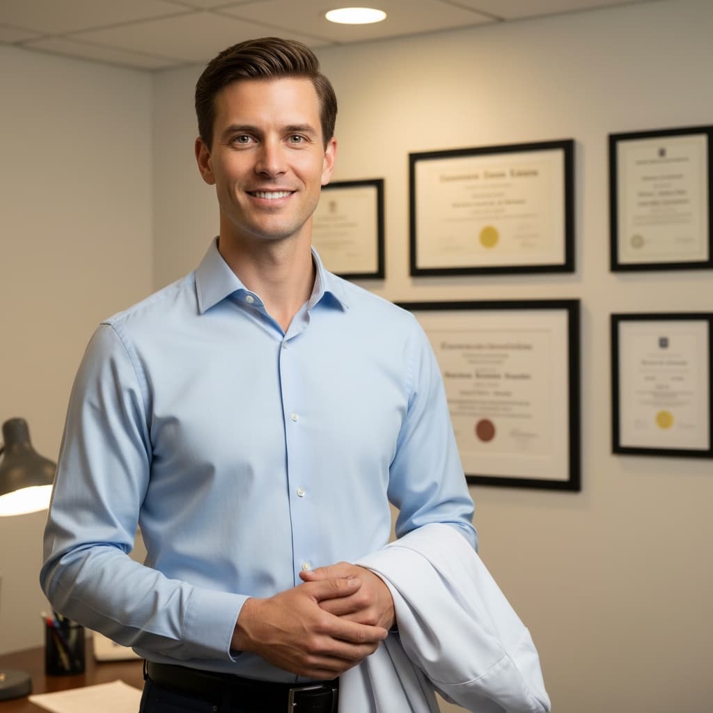 slim white man warm office consultation 51117613
