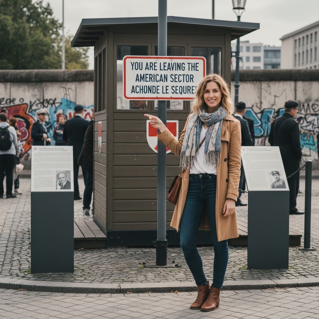 slim white woman checkpoint charlie historic 11269407