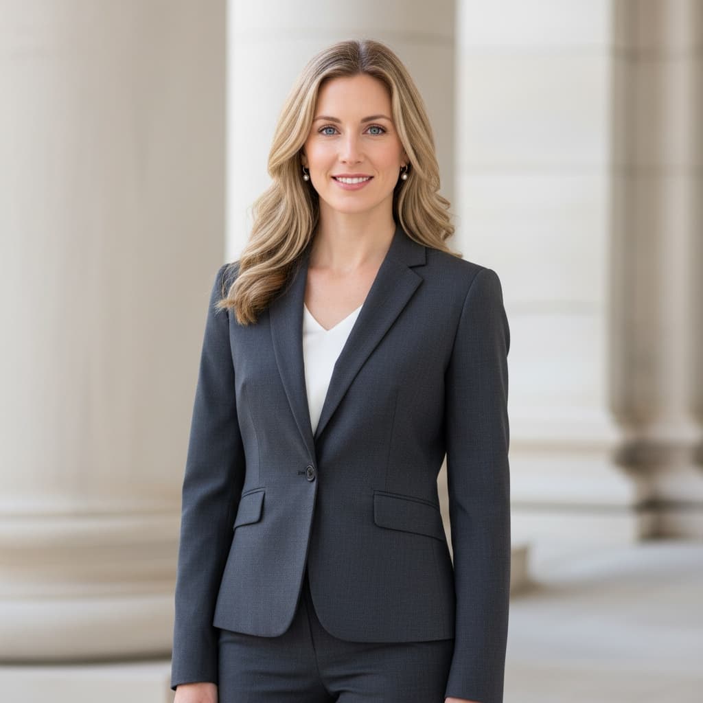 slim white woman courthouse exterior authority 92125689