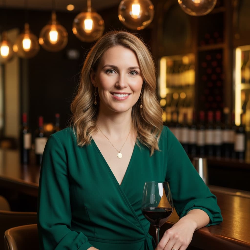 slim white woman elegant wine bar setting 74224167