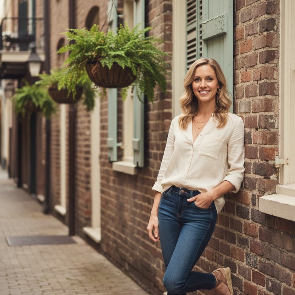 slim white woman french quarter alley 60178534