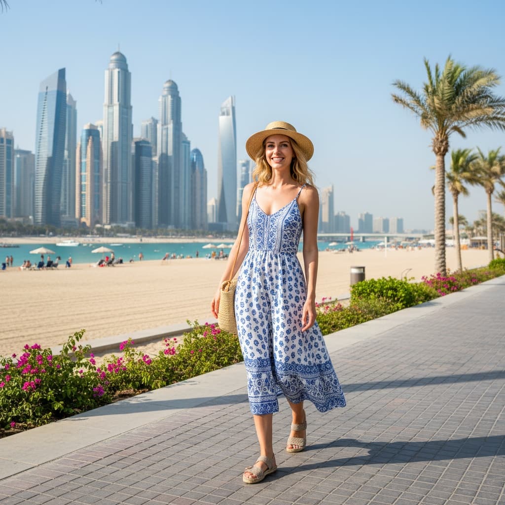 slim white woman jumeirah beach residence walk 99029544