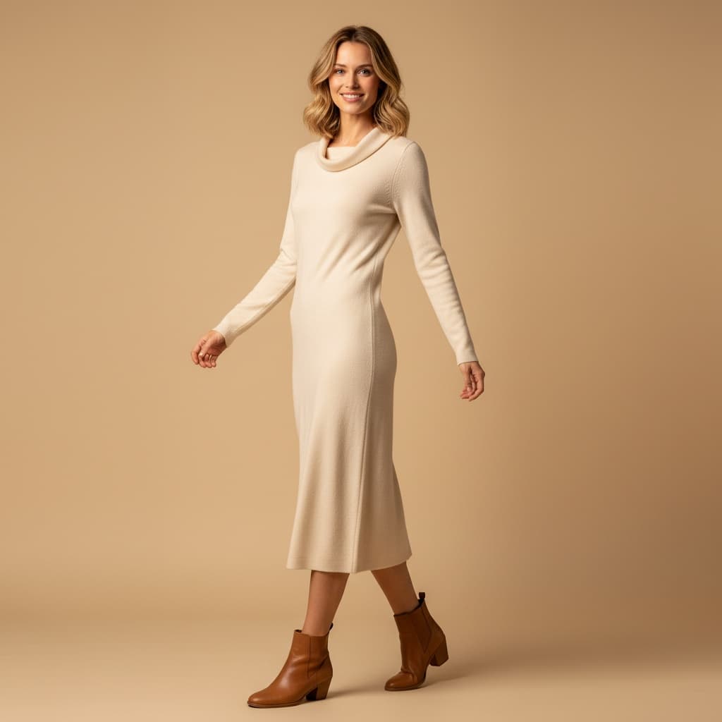 slim white woman minimal beige background 99163946