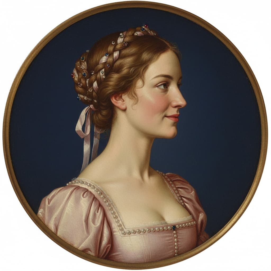 slim white woman profile view medallion 99356506