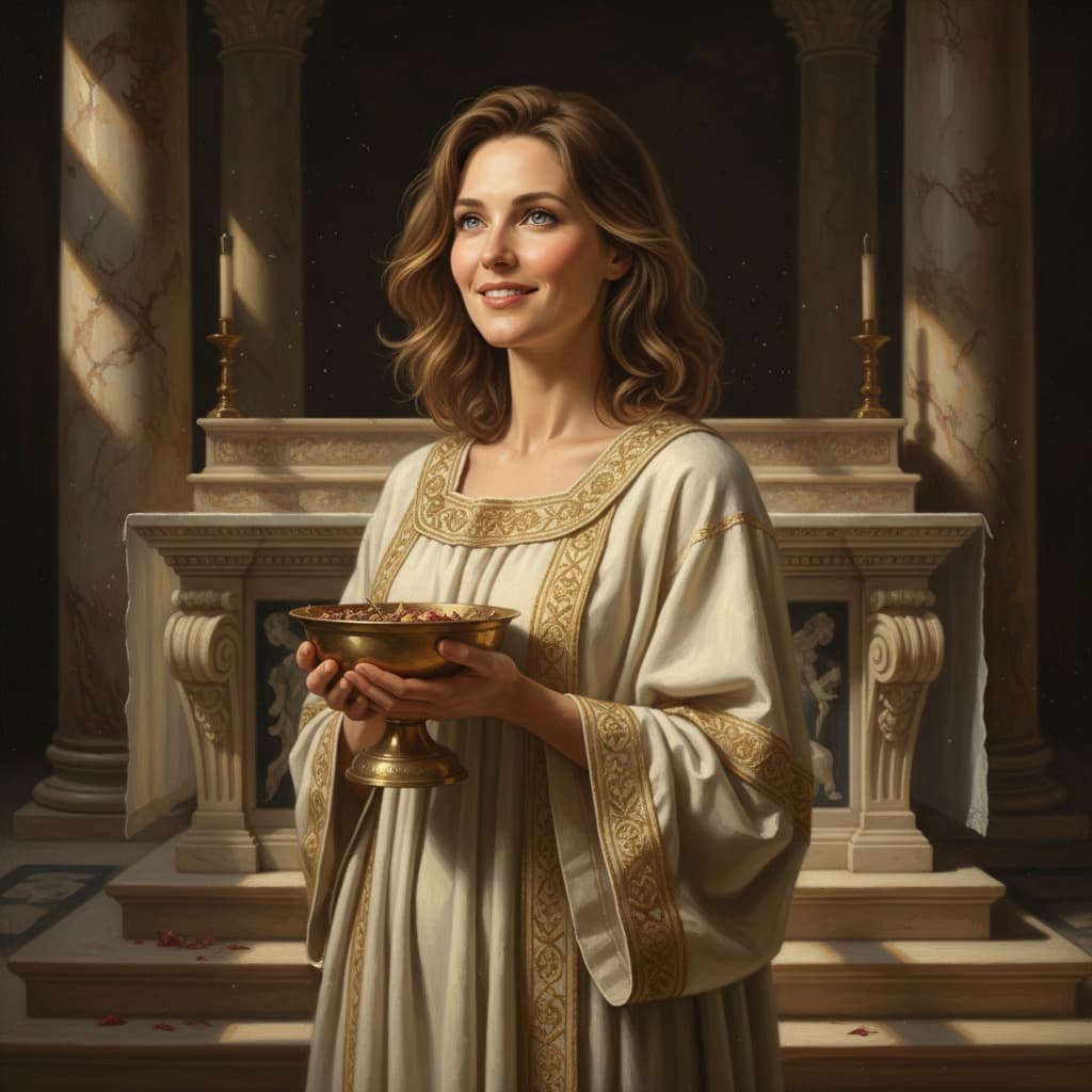 slim white woman roman temple priest 41760151