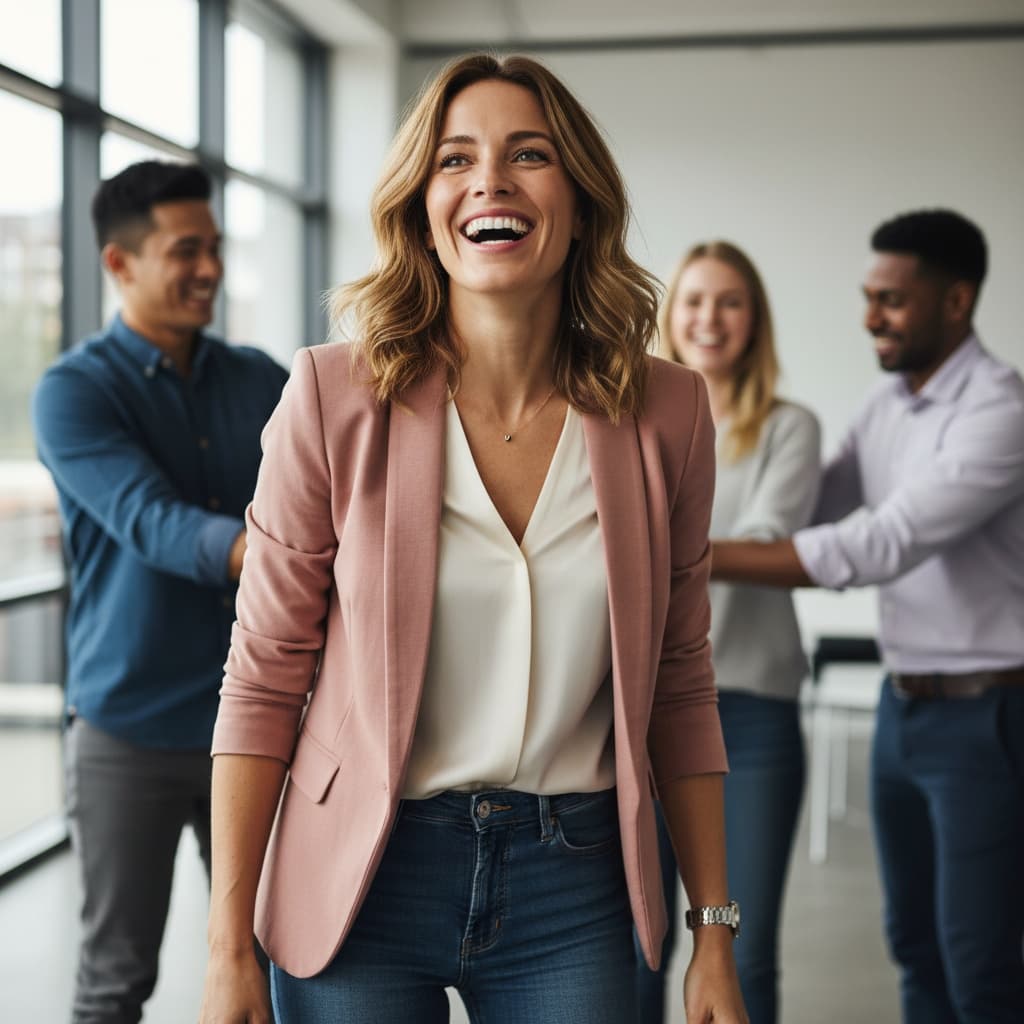 slim white woman team building group activity 81241095