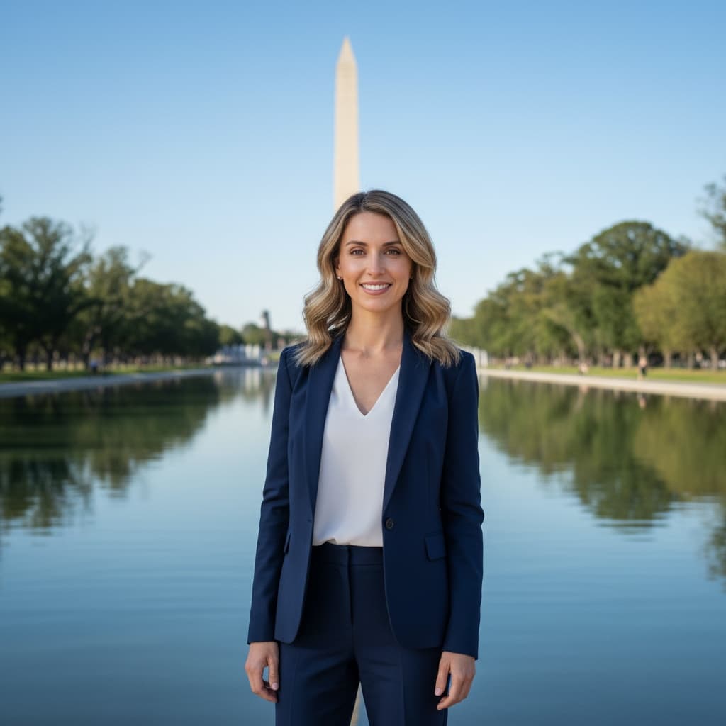slim white woman washington monument reflection 26007559