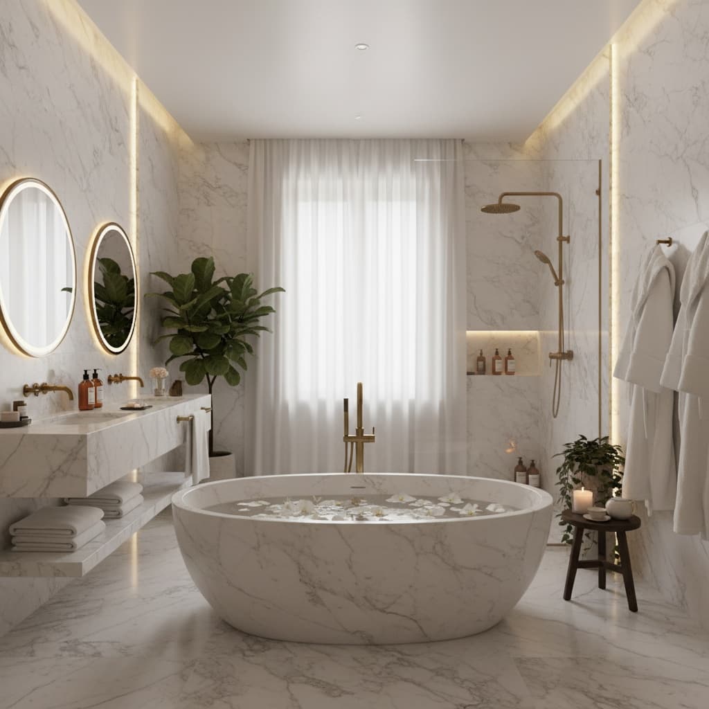 spa bathroom luxury details 48142087