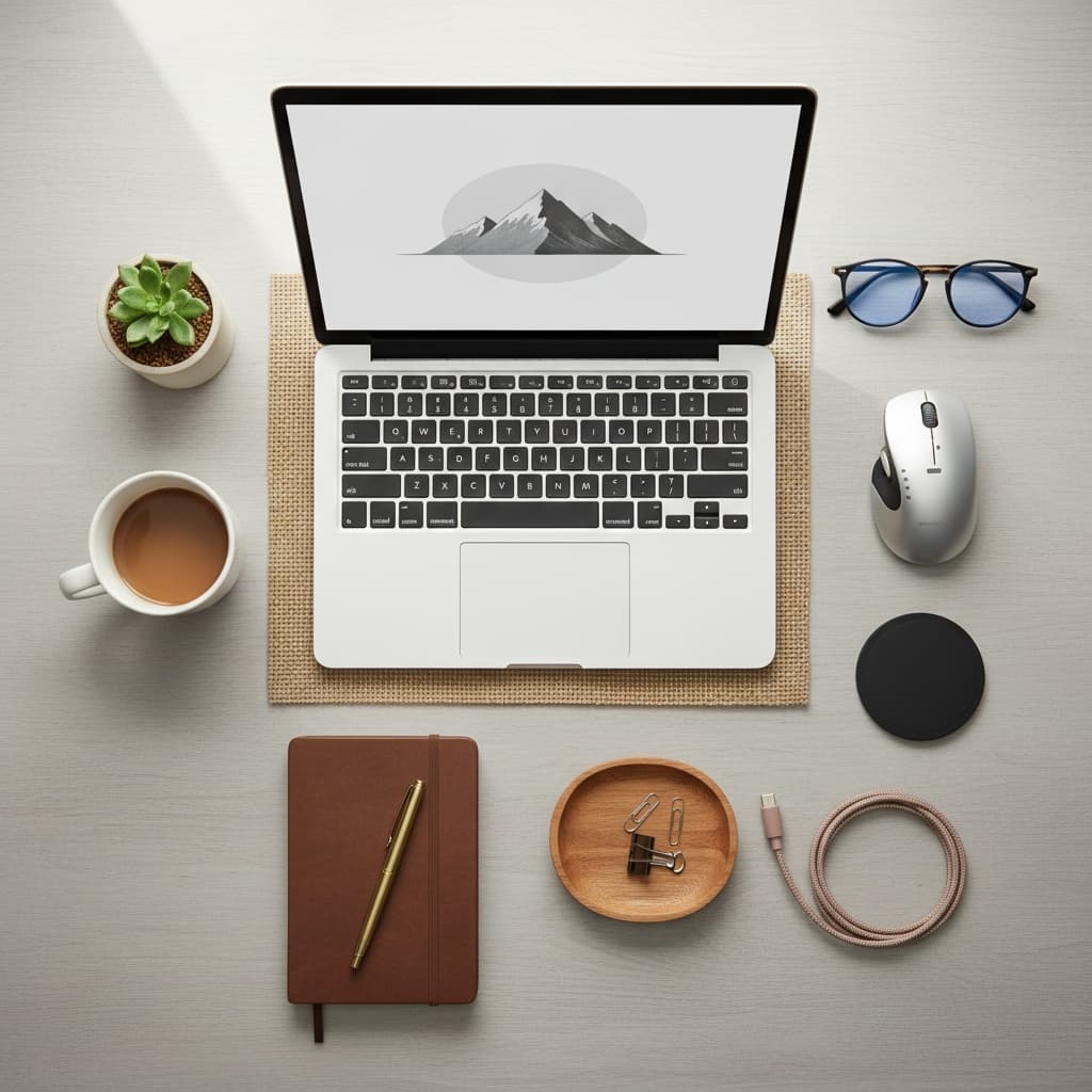 styled desk workspace 78548203