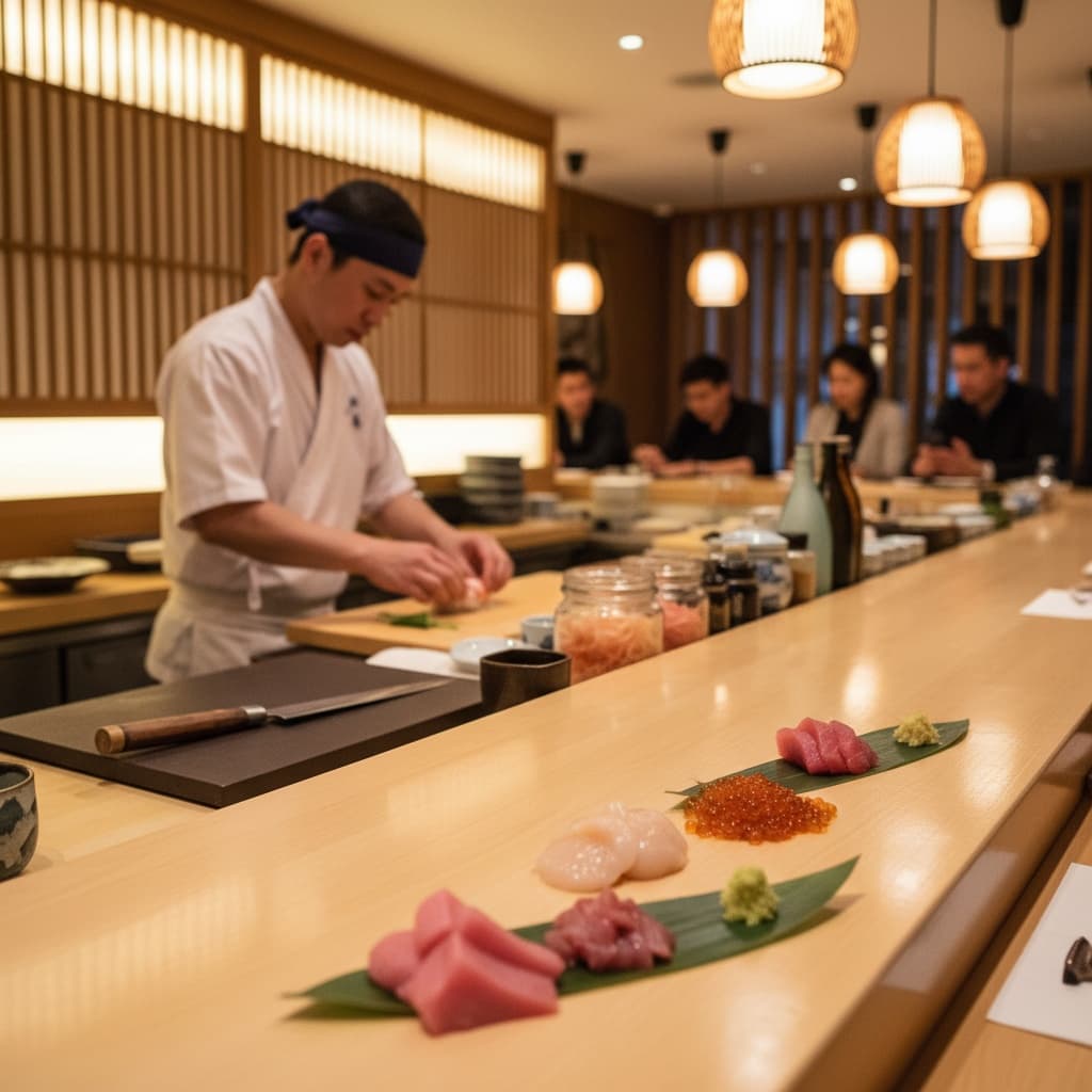 sushi bar counter view 34122281