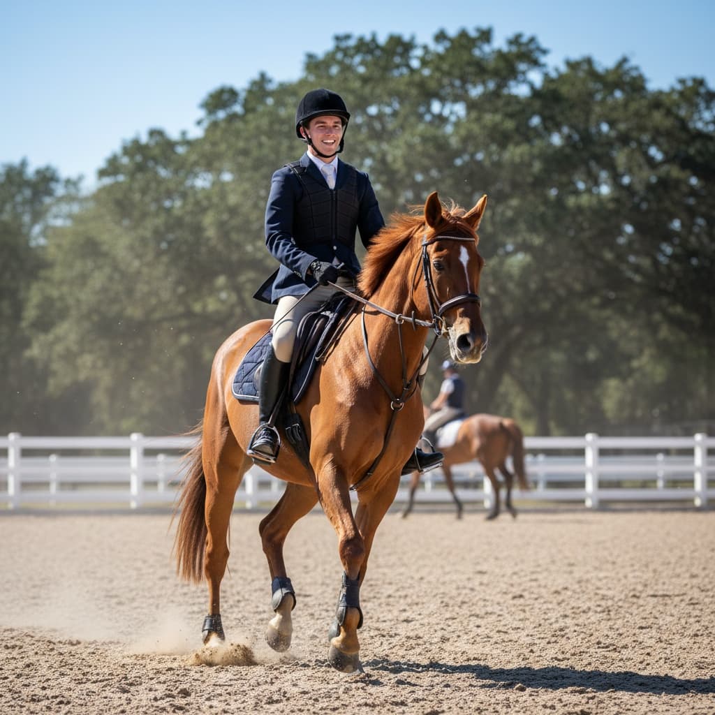 trotting lesson confident smile 65323928