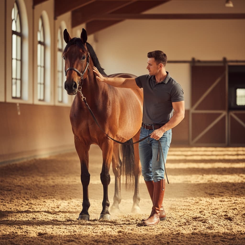 working with horse in arena 22441238