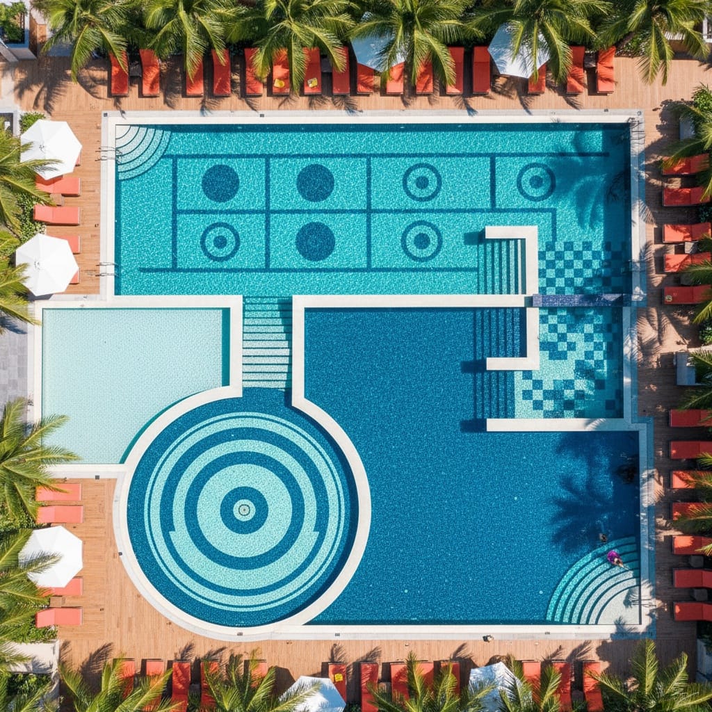 aerial drone pool view 44584400