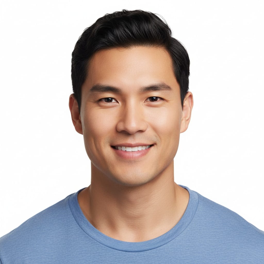 athletic asian man bright commercial smile 77457687