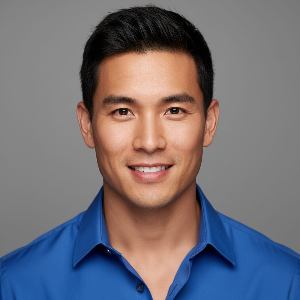 athletic asian man classic theatrical headshot 69694783