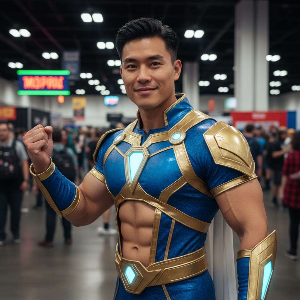 athletic asian man convention ready promo 93273980