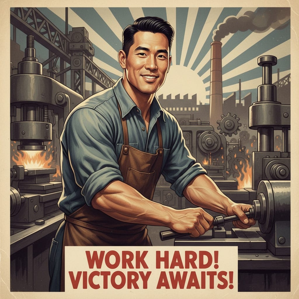 athletic asian man factory worker portrait 49180790