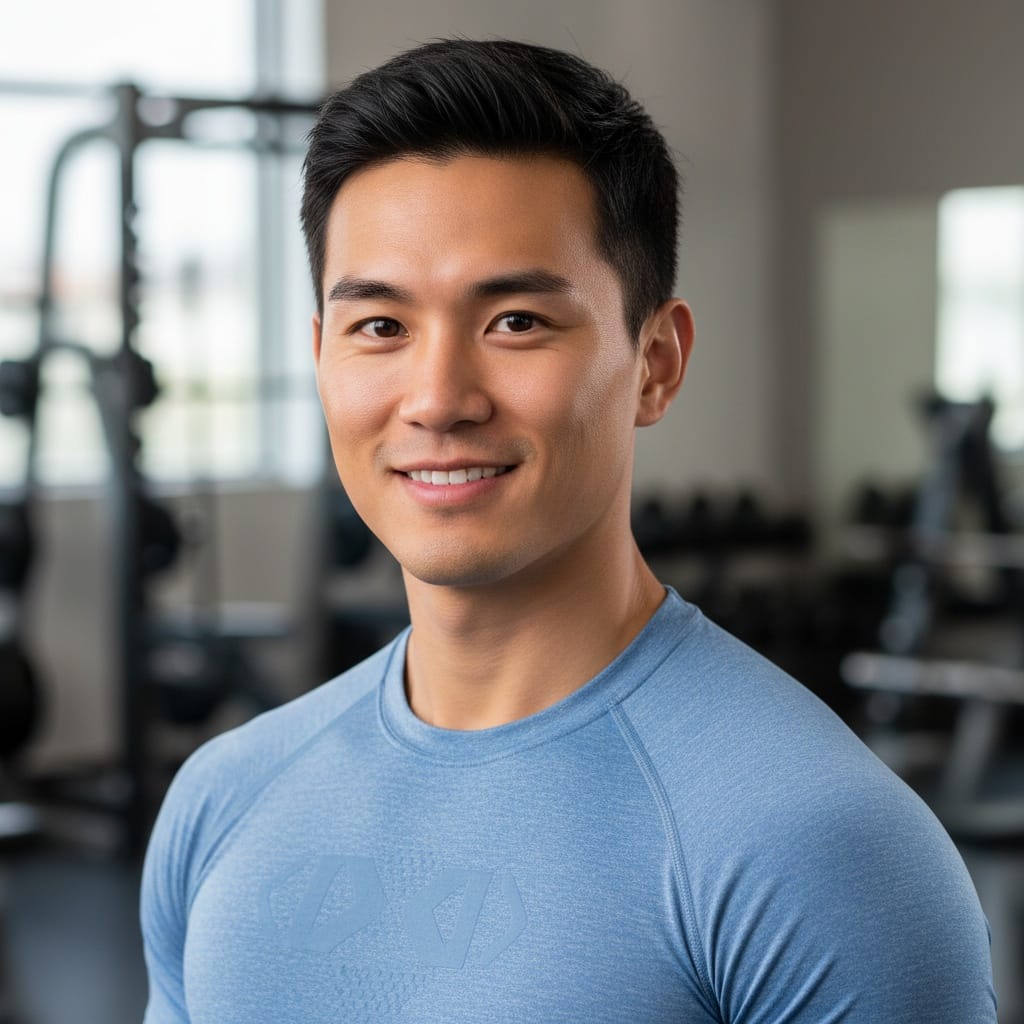 athletic asian man professional trainer headshot 46881455