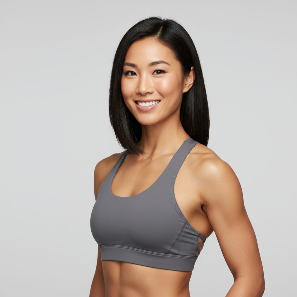 athletic asian woman clean studio headshot 30443200