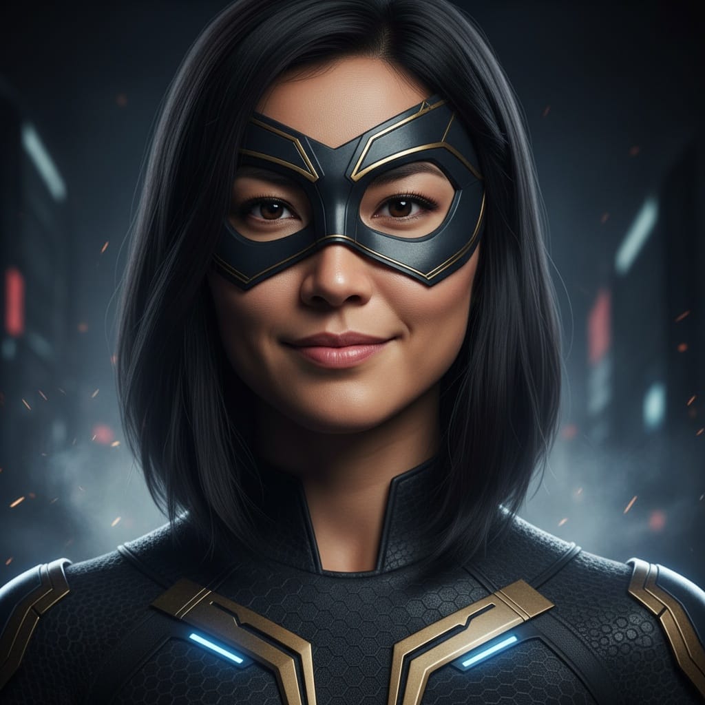 athletic asian woman close up hero portrait 26137417