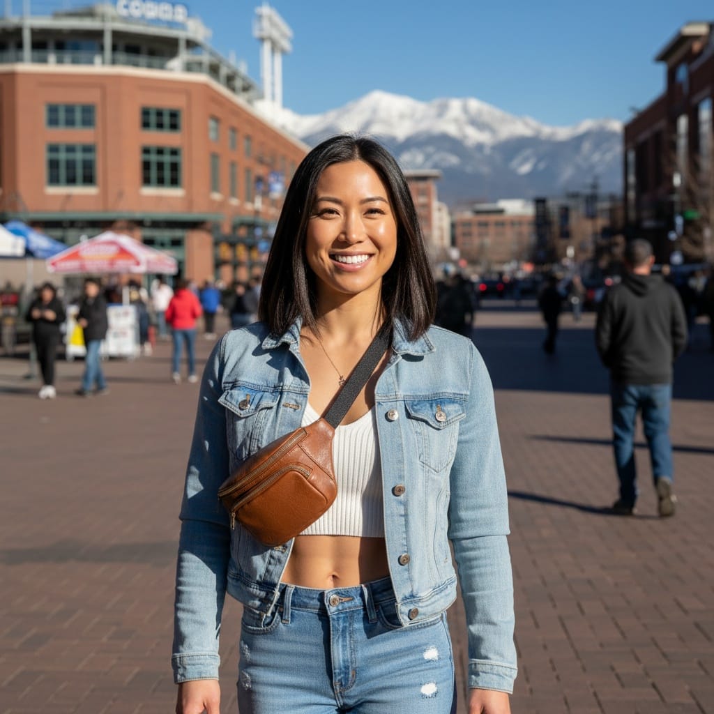athletic asian woman coors field stadium district 31586037