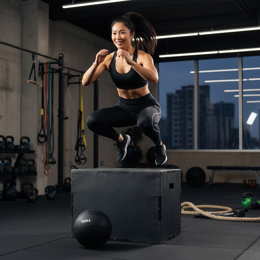 athletic asian woman functional training area 23611097