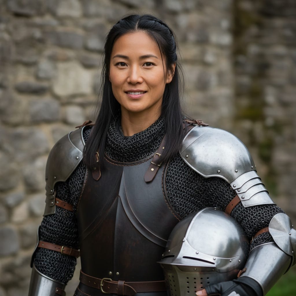 athletic asian woman helmet removed portrait 34478165