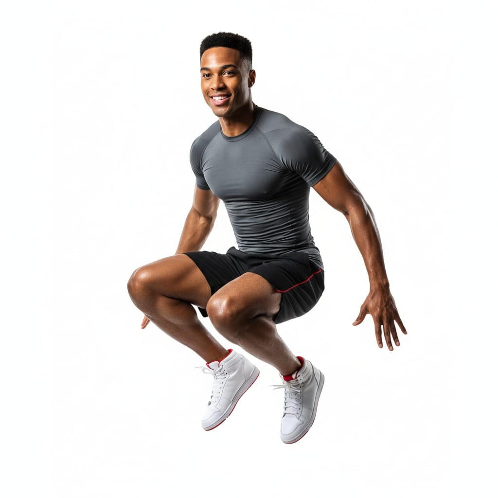 athletic black man athletic jumping dynamic pose 16458257