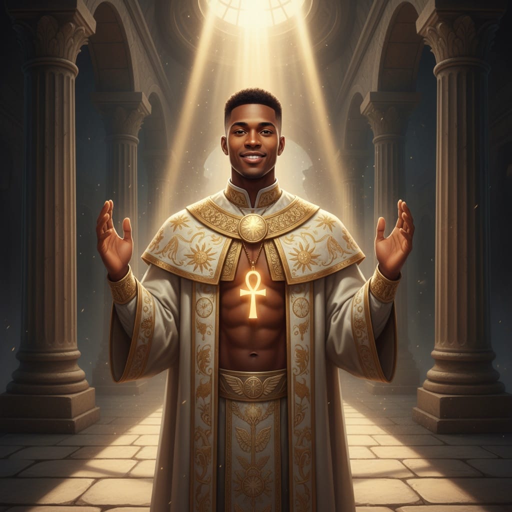 athletic black man cleric temple blessing 47360738