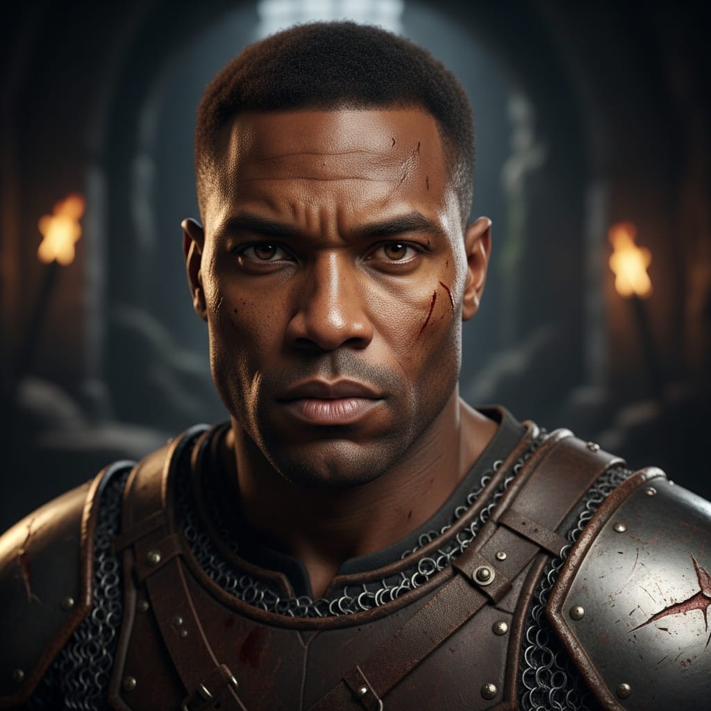 athletic black man close up battle worn 15045767