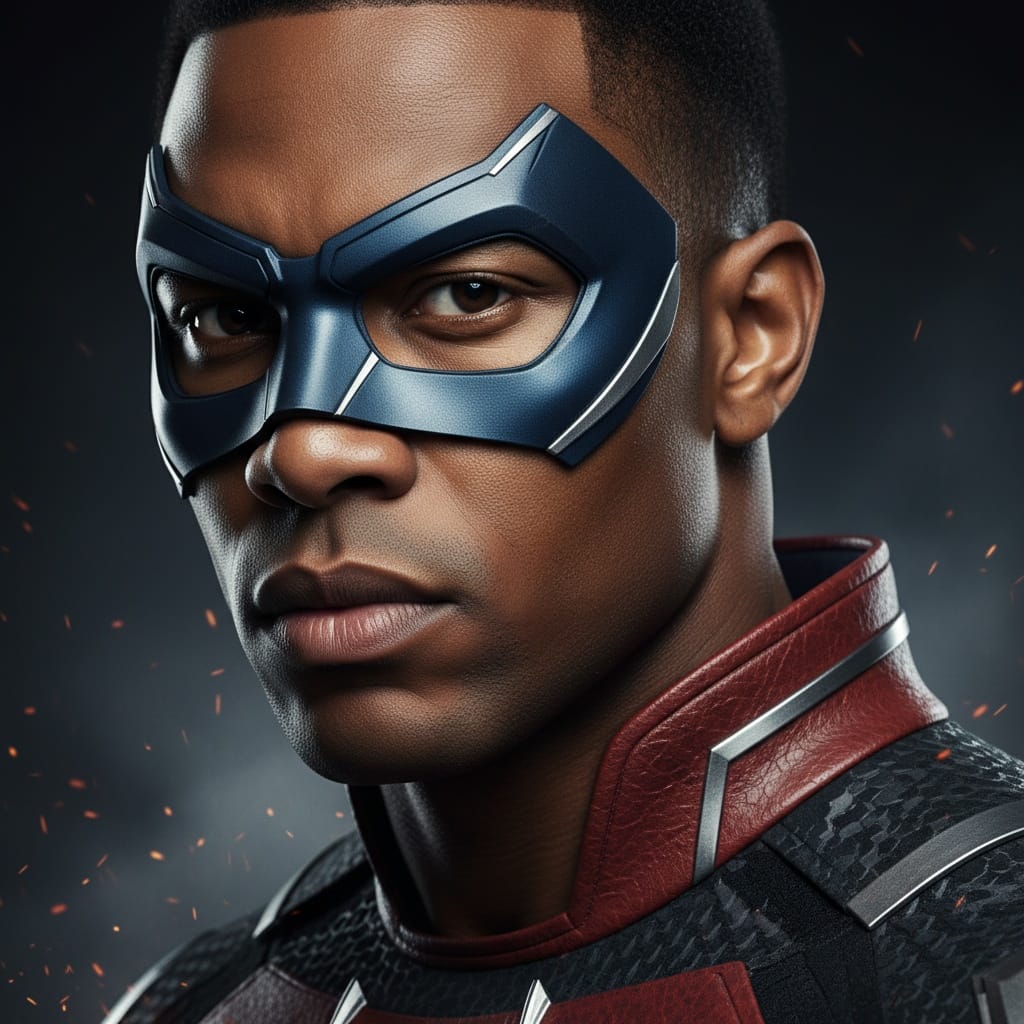 athletic black man close up hero portrait 43307759