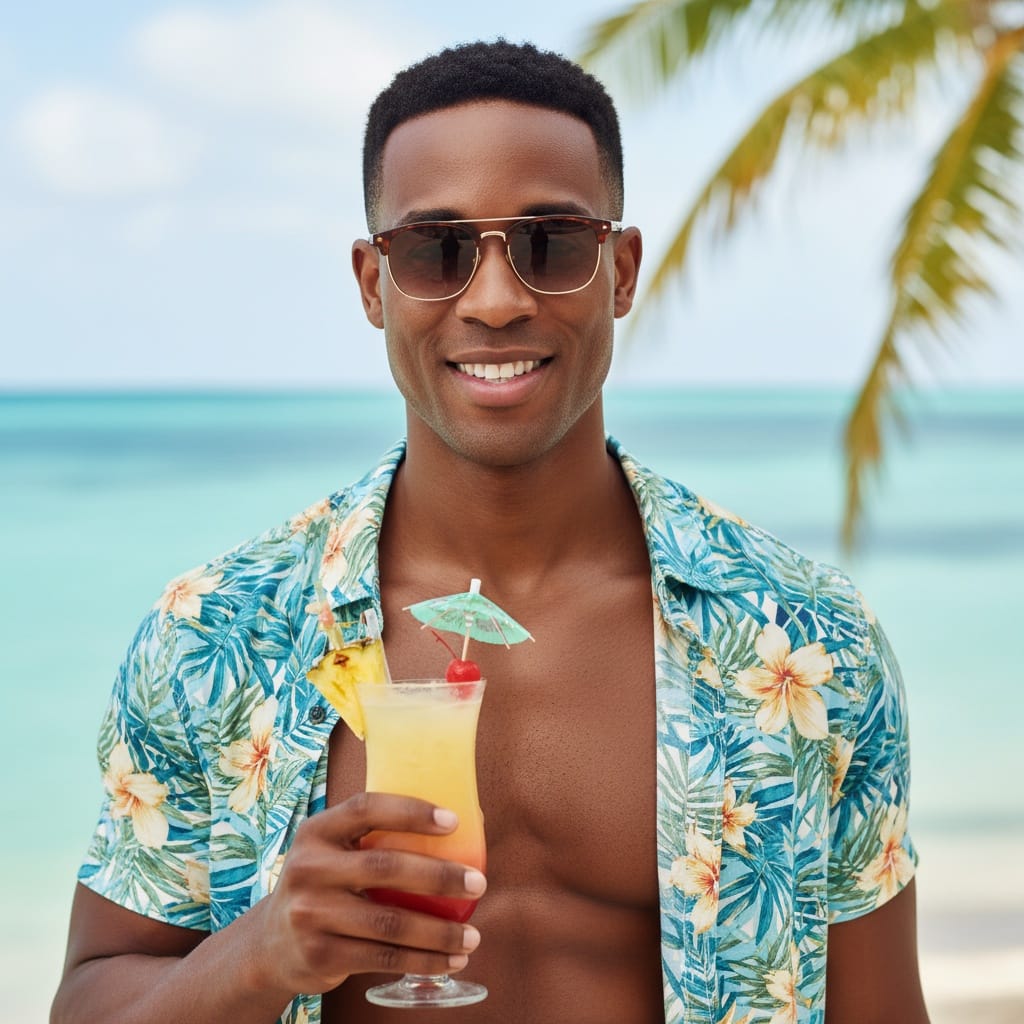 athletic black man close up tropical drink 24027605