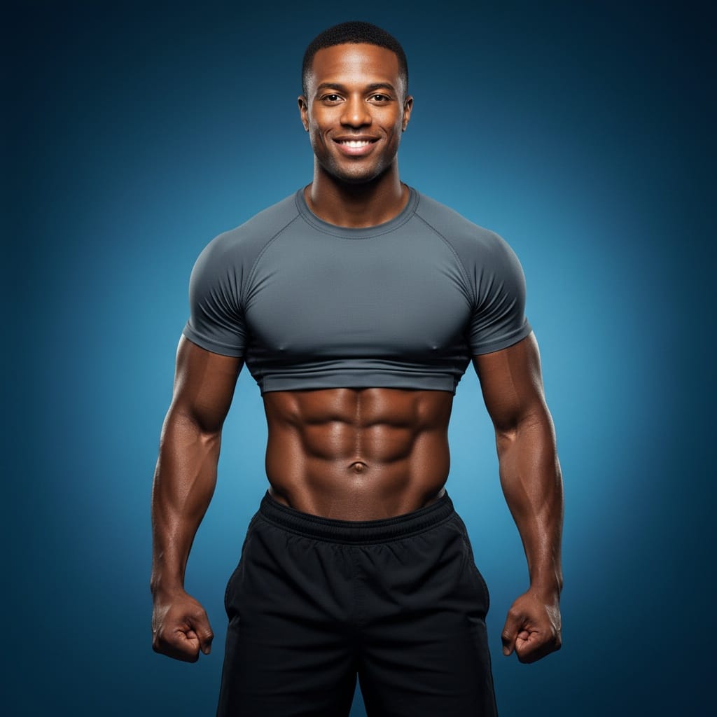 athletic black man fitness studio full body pose 36252764
