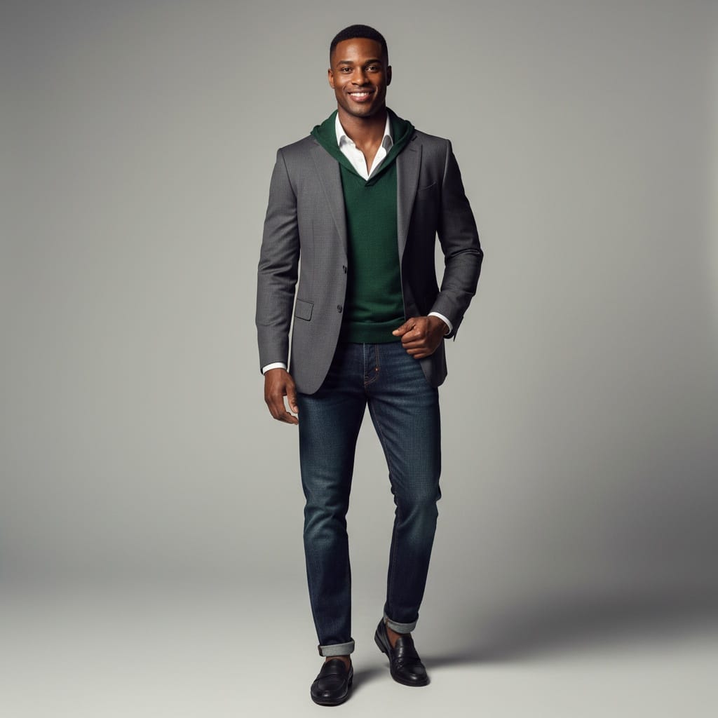 athletic black man high fashion studio full body 54938927