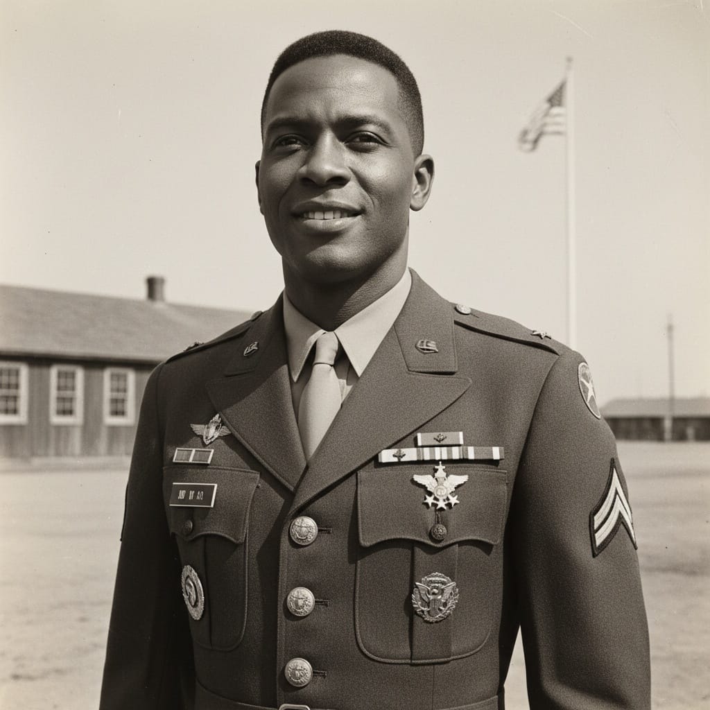 athletic black man military base outdoor 93005248