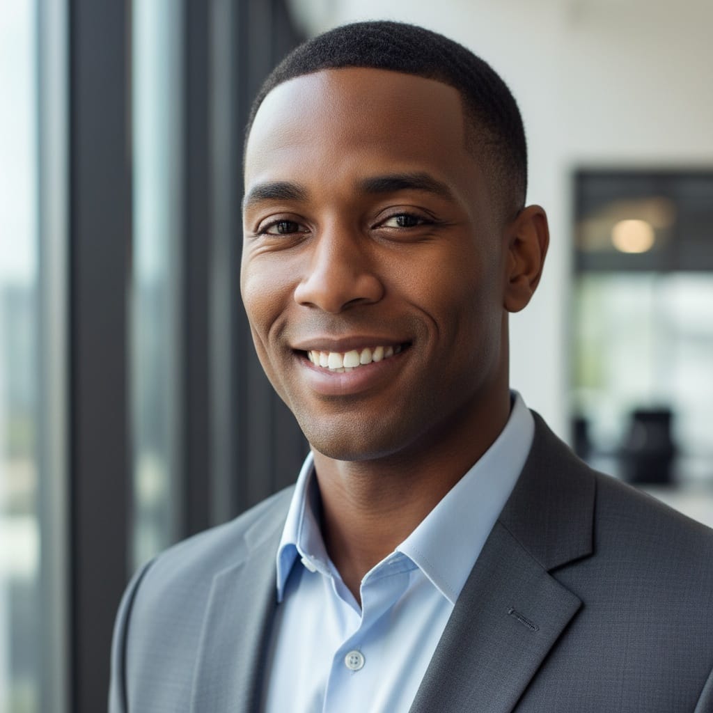athletic black man modern office blur 98185361