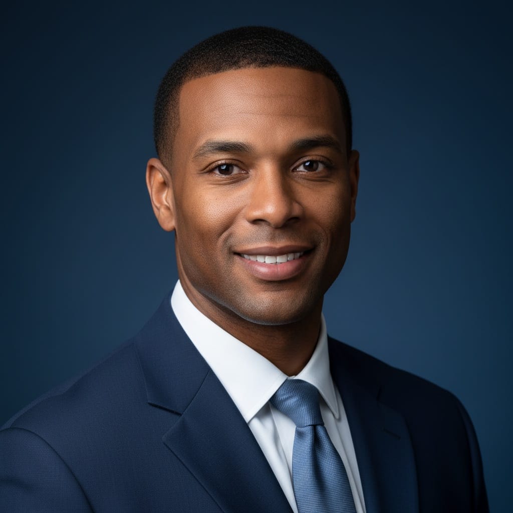 athletic black man navy blue corporate 41565023