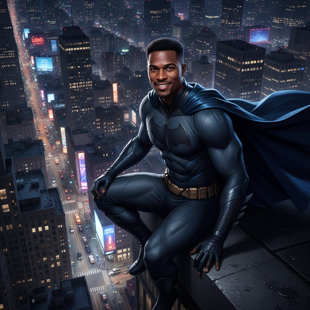 athletic black man night city patrol scene 44905104