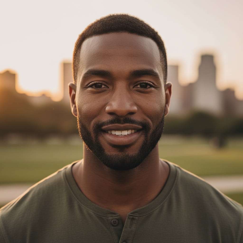 athletic black man outdoor golden hour 90706772