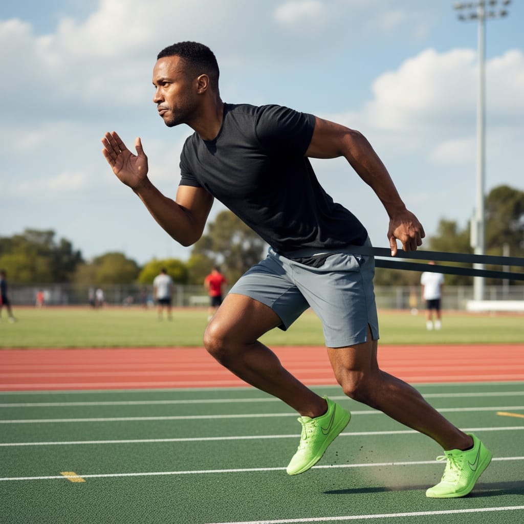 athletic black man resistance band training 38279376