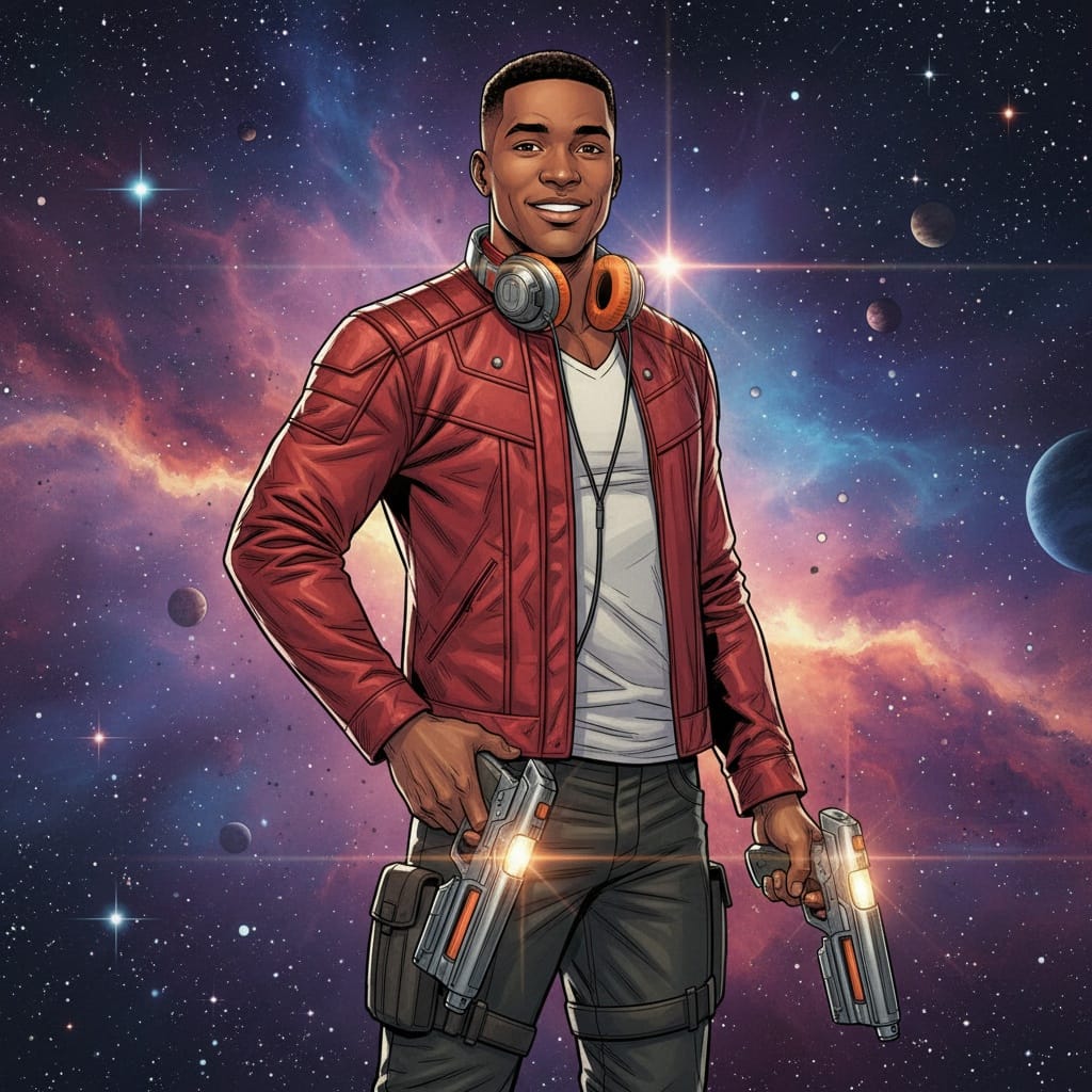 athletic black man star lord guardians leader 14831627