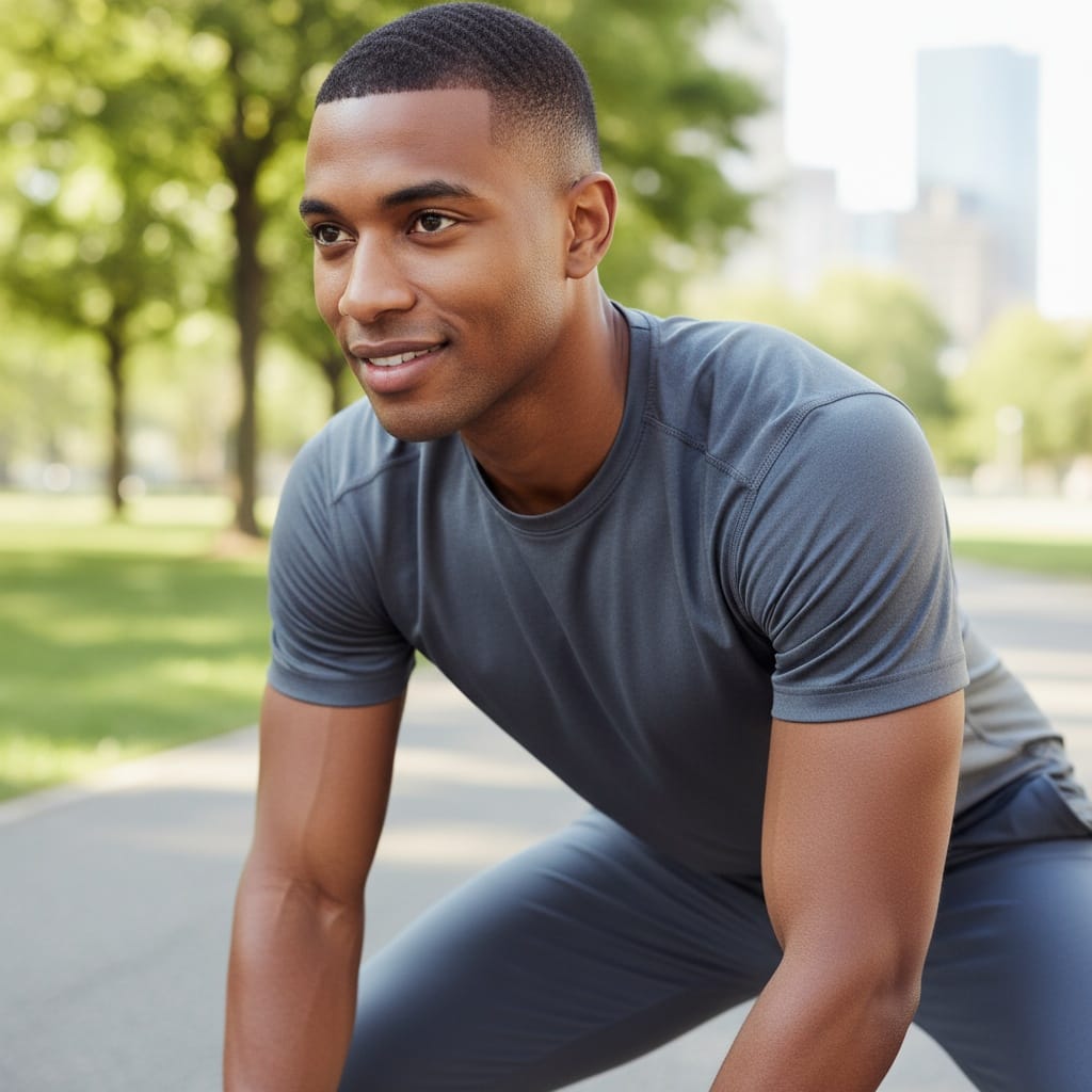 athletic black man stretching warm up pose 98359625